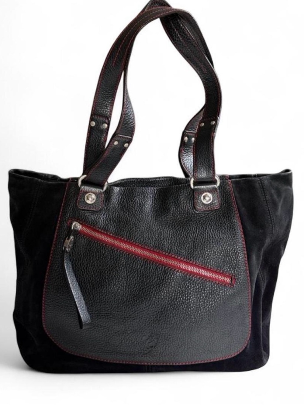 Tod's Black Leather and Suede Tote from the Ferrari collection